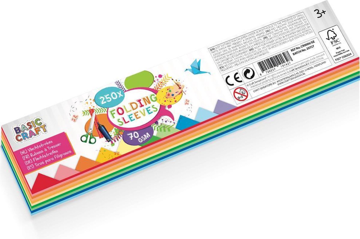 Vlechtstroken | 250 stuks | 5 kleuren | 70 gram | knutselen voor kinderen| hobbypapier